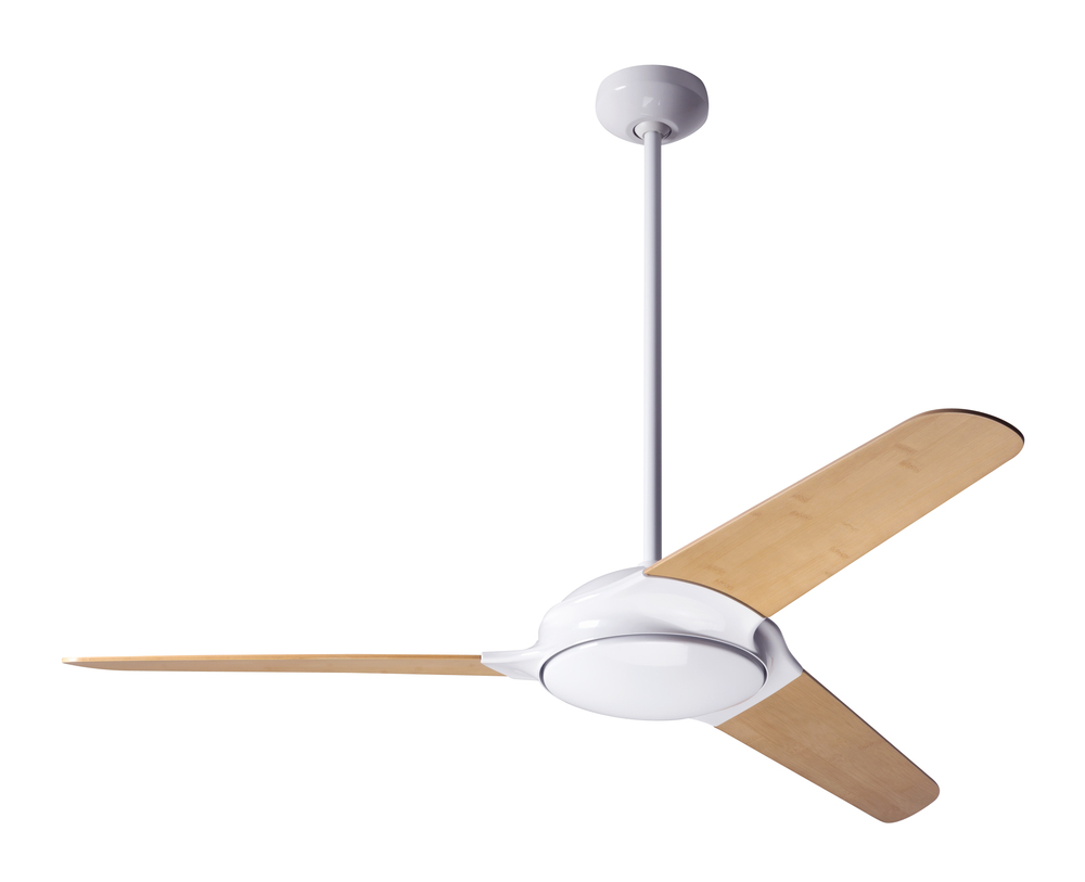 Flow Fan; Gloss White Finish; 52" Bamboo Blades; No Light; Fan Speed Control