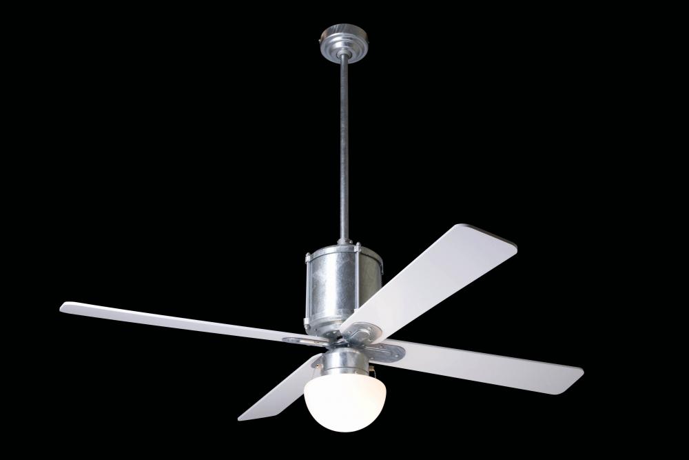 Industry Fan; Galvanized Finish; 42" Silver Blades; 75W G9 Halogen Closed; Handheld Remote Contr