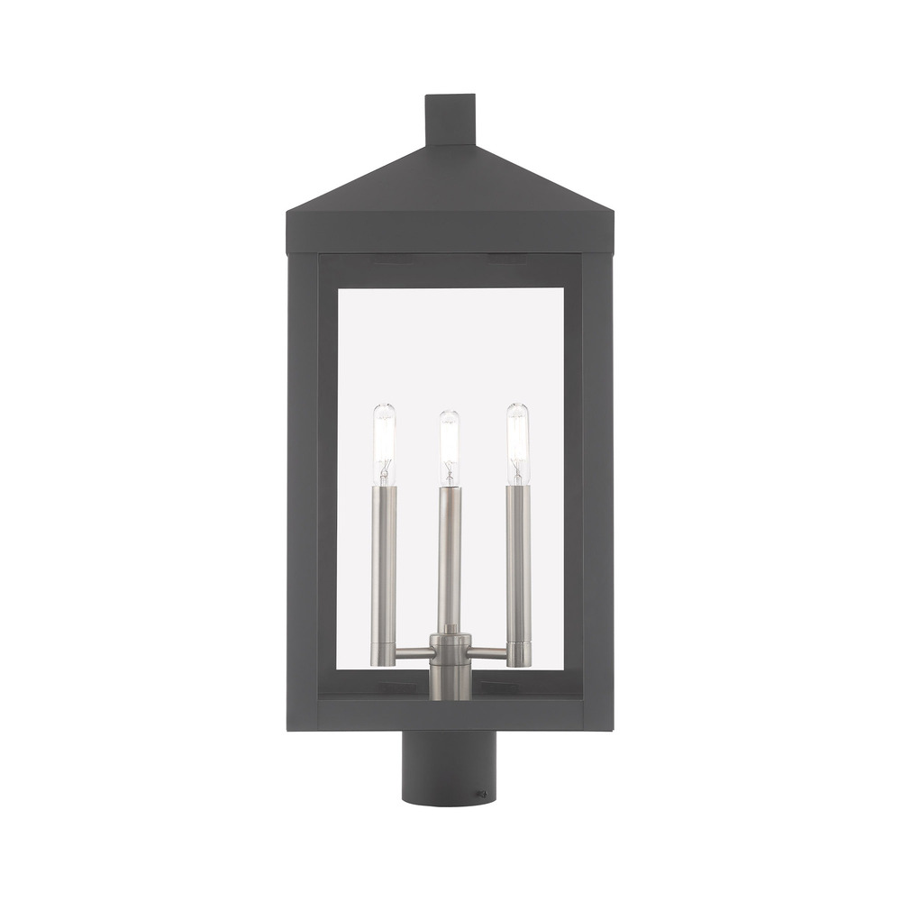 3 Lt Scandinavian Gray Outdoor Post Top Lantern