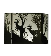 Meyda Green 50971 - 62"W X 40"H Deer on the Loose Fireplace Screen