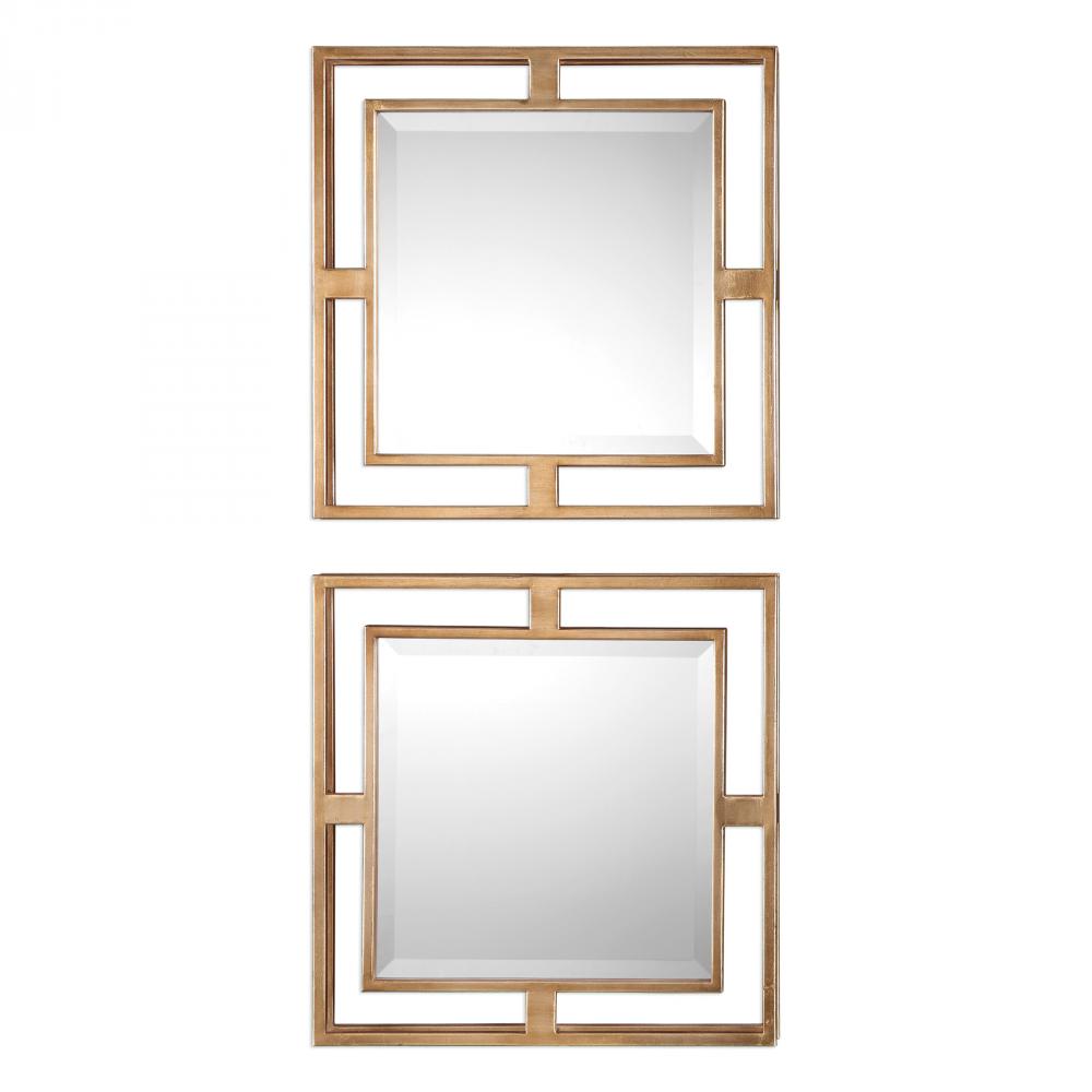 Allick Gold Square Mirrors S/2