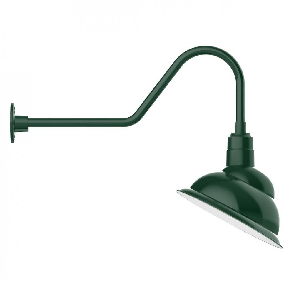 14" Emblem shade LED Gooseneck Wall mount with swivel, Forest Green