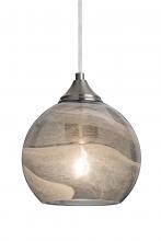 Besa Lighting 1JT-JILLYSM-SN - Besa, Jilly Cord Pendant, Vapor Smoke, Satin Nickel Finish, 1x60W Medium Base