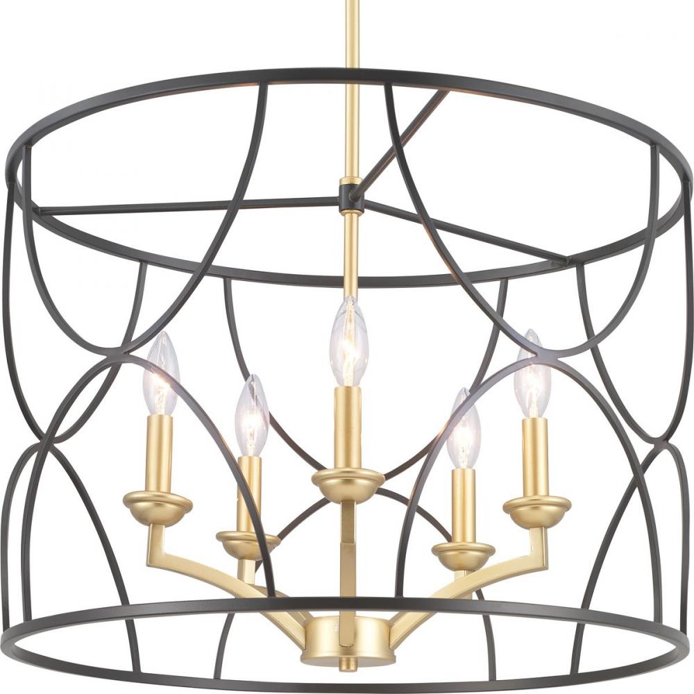 Landree Collection Five-Light Matte Black Luxe Chandelier Light