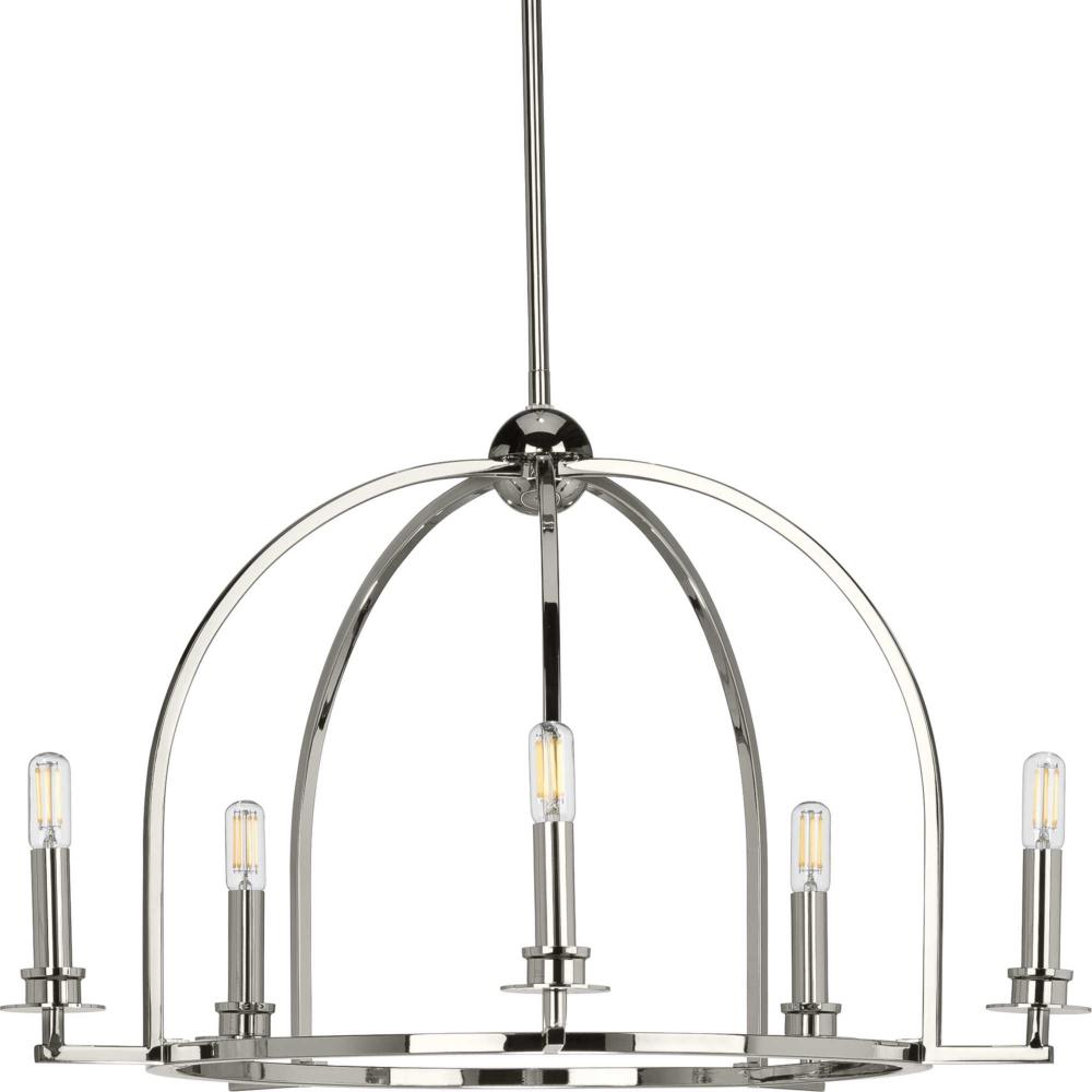 Seneca Collection Five-Light Polished Nickel Farmhouse Chandelier Light