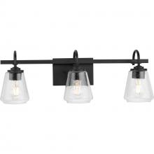 Progress P300474-31M - Martenne Collection Three-Light Matte Black Modern Farmhouse Vanity Light