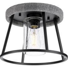 Progress P350243-31M - Laramie Collection One-Light Matte Black Rustic Modern Clear Seeded Glass 12" Flush Mount Light