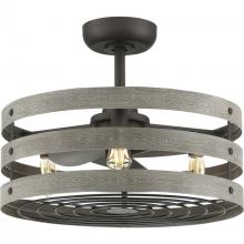 Progress P250012-143-22 - Gulliver 23" 3-Blade Gray Weathered Faux Wood Finish Ceiling Fan with LED Bulbs