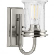 Progress P300272-009 - Winslett Collection One-Light Brushed Nickel Clear Seeded Glass Coastal Bath Vanity Light