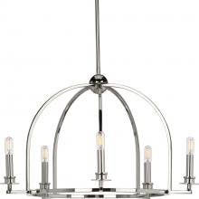 Progress P400115-104 - Seneca Collection Five-Light Polished Nickel Farmhouse Chandelier Light