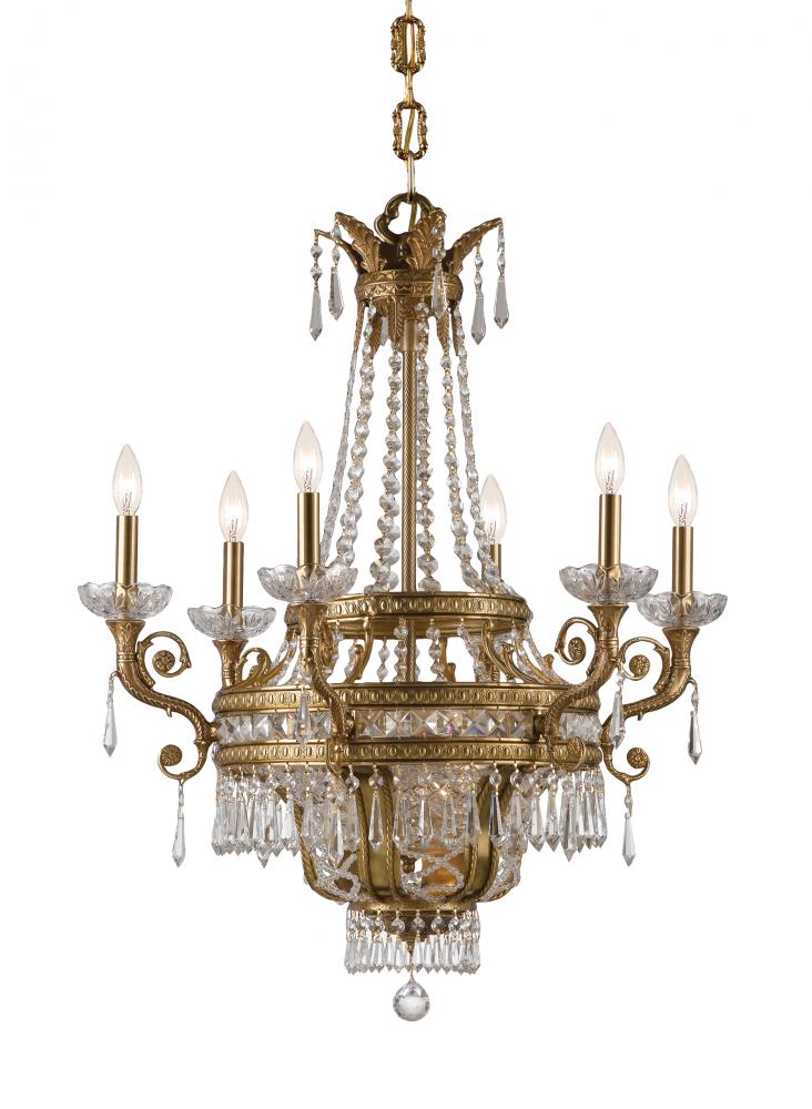 Regal 9 Light Clear Crystal Brass Chandelier