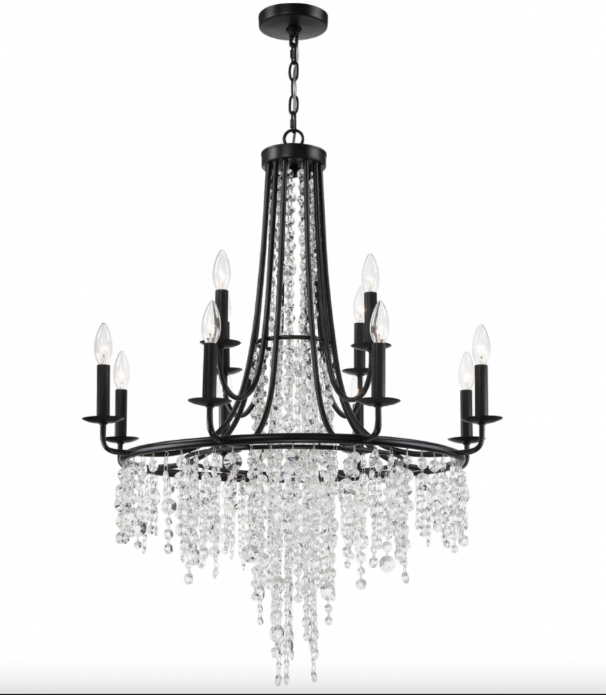 Gabrielle 12 Light Matte Black Chandelier