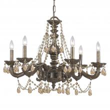 Crystorama 5026-VB-GT-MWP - Paris Market 6 Light Golden Teak Hand Cut Crystal Venetian Bronze Chandelier