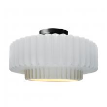 Justice Design Group CER-6375-WTWT-MBLK-LED1-700 - Large Tier Pleated LED Semi-Flush