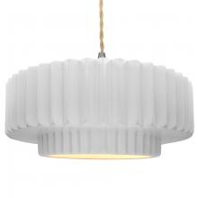 Justice Design Group CER-6555-WTWT-NCKL-BEIG-TWST-LED1-700 - Large Tier Pleated LED Pendant