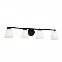 Justice Design Group FSN-8034-OPAL-MBLK - Alpino 4-Light Bath Bar