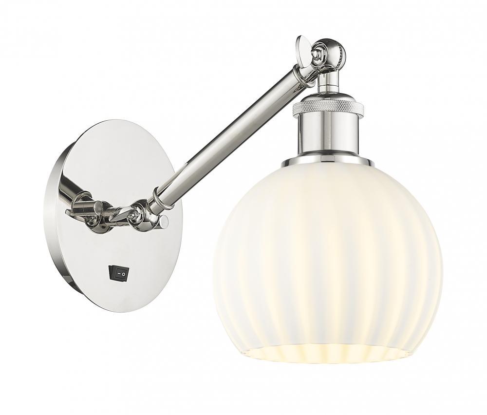 White Venetian - 1 Light - 6 inch - Polished Nickel - Sconce