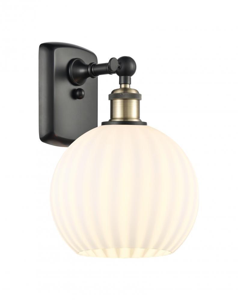 White Venetian - 1 Light - 8 inch - Black Antique Brass - Sconce