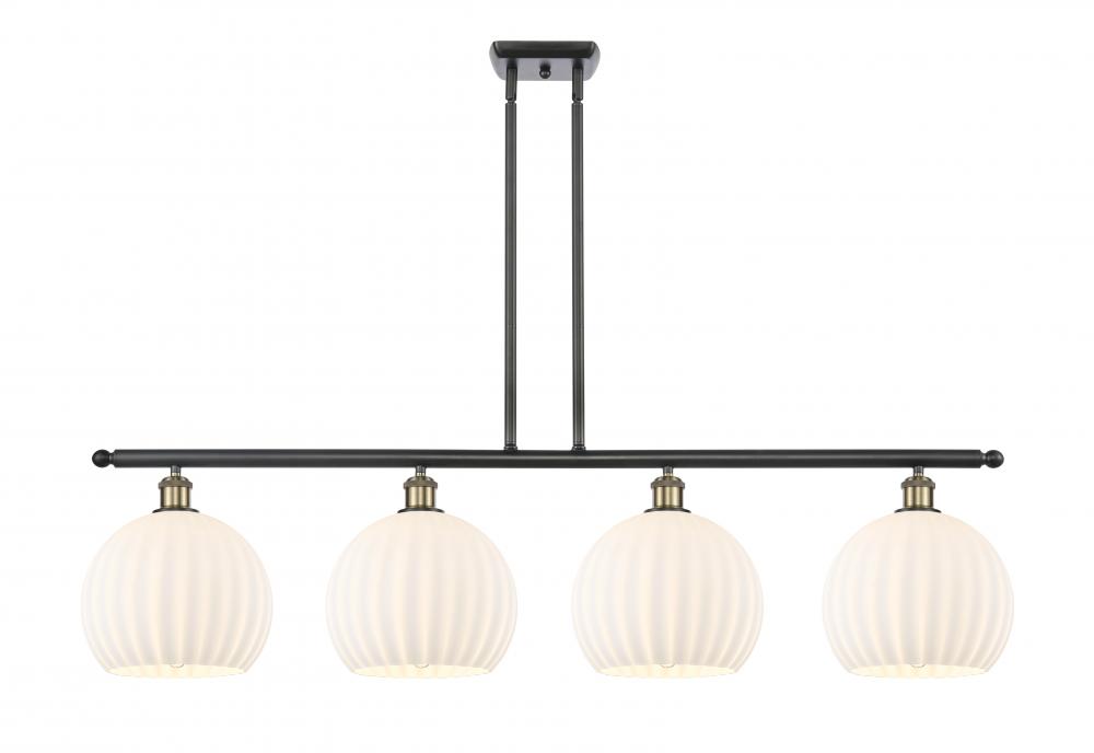 White Venetian - 4 Light - 48 inch - Black Antique Brass - Stem Hung - Island Light