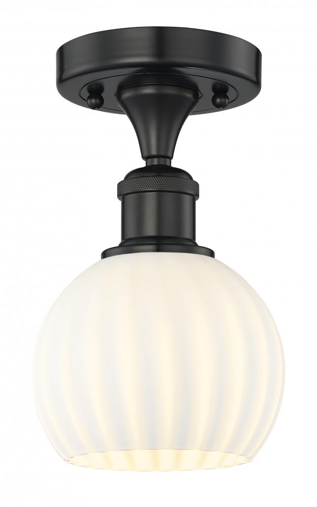 White Venetian - 1 Light - 6 inch - Matte Black - Semi-Flush Mount