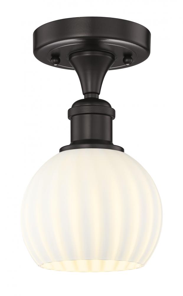 White Venetian - 1 Light - 6 inch - Oil Rubbed Bronze - Semi-Flush Mount