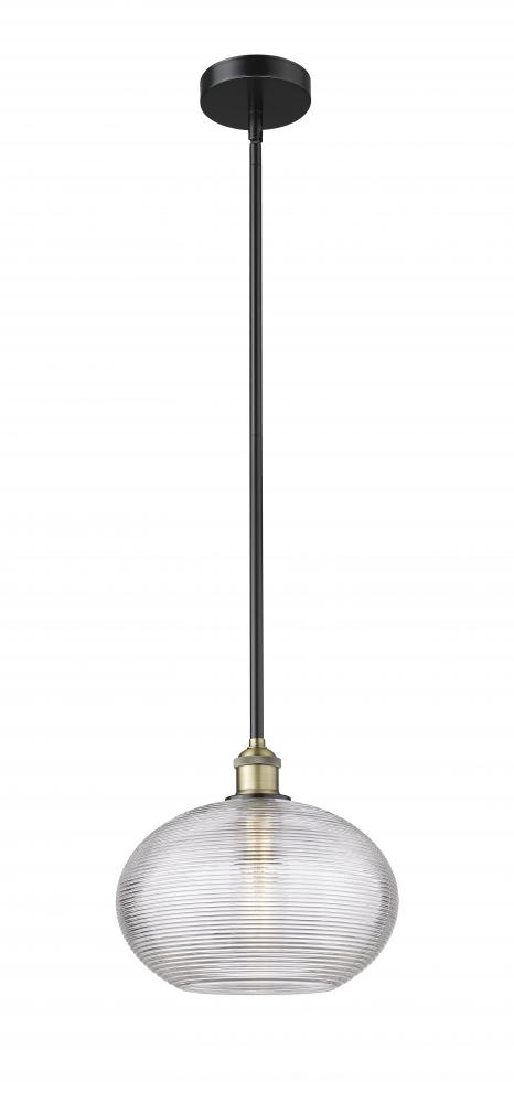 Ithaca - 1 Light - 12 inch - Black Antique Brass - Cord hung - Mini Pendant