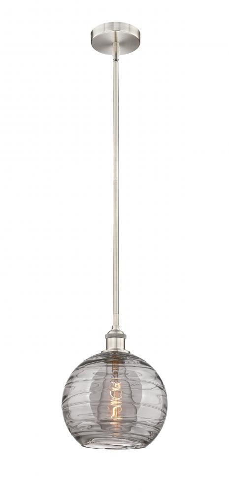 Athens Deco Swirl - 1 Light - 10 inch - Brushed Satin Nickel - Cord hung - Mini Pendant