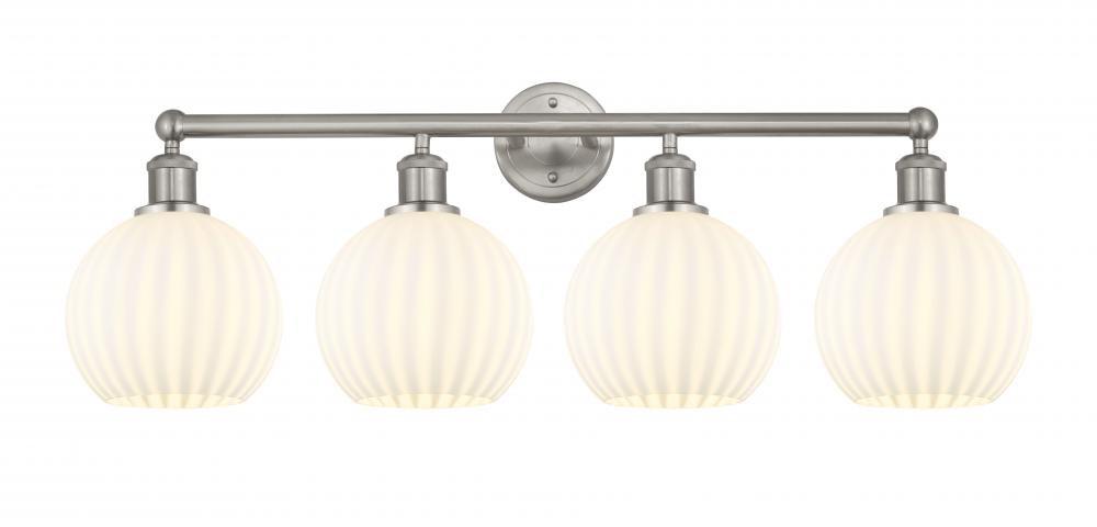 White Venetian - 4 Light - 35 inch - Satin Nickel - Bath Vanity Light