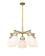 Innovations Lighting 410-5CR-BB-G412-7WH - Newton Bell - 5 Light - 26 inch - Brushed Brass - Chandelier