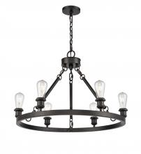  830-BK - Saloon - 6 Light - 30 inch - Matte Black - Chain Hung - Chandelier