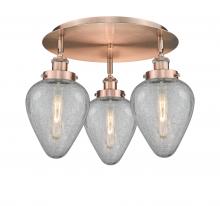 Innovations Lighting 916-3C-AC-G165 - Geneseo - 3 Light - 18 inch - Antique Copper - Flush Mount