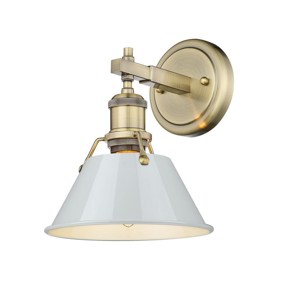 Orwell AB 1 Light Bath Vanity in Aged Brass with Dusky Blue shade