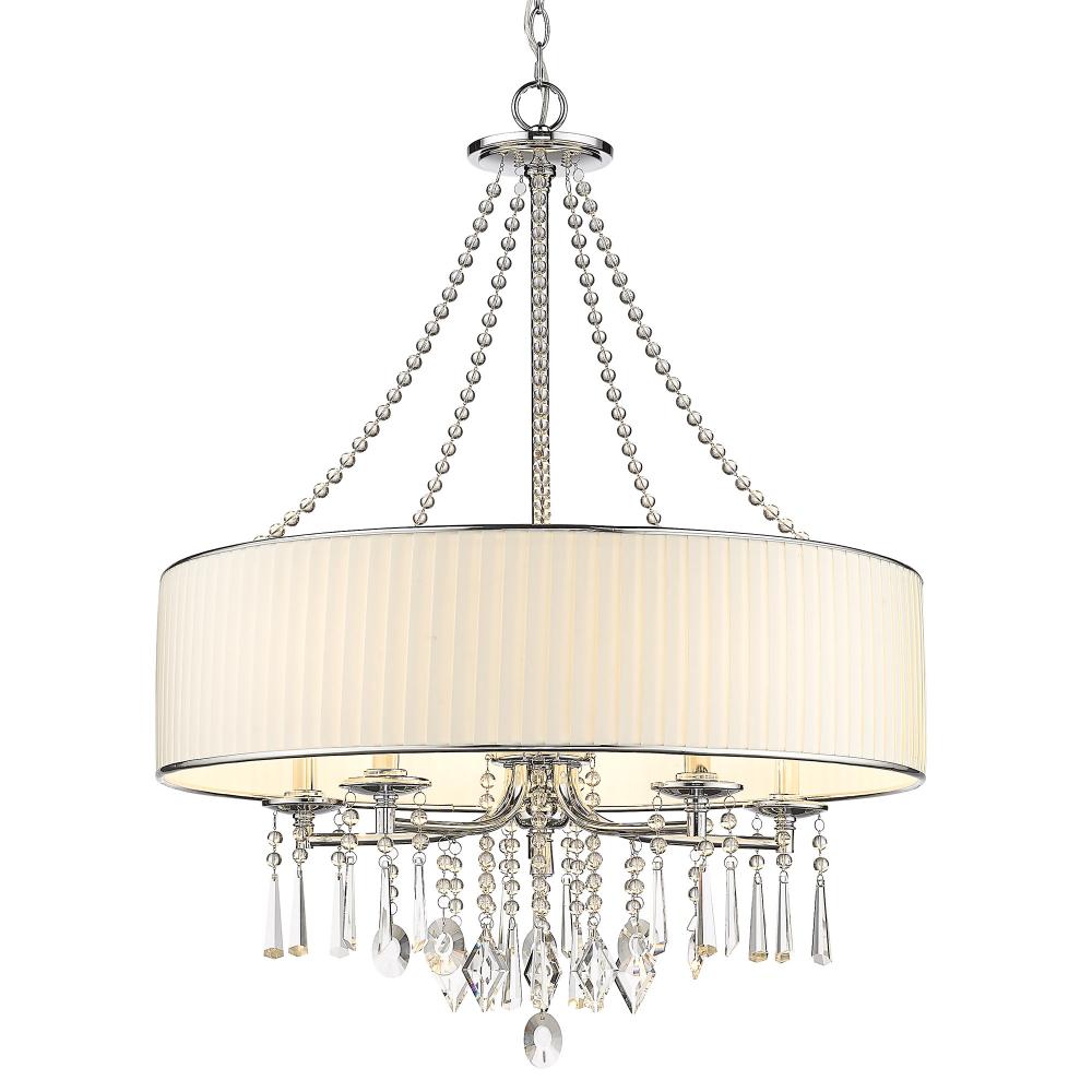 Echelon 5 Light Chandelier in Chrome with Bridal Veil Shade