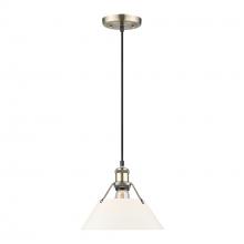 Golden 3306-M AB-OP - Orwell AB Medium Pendant - 10" in Aged Brass with Opal Glass