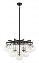 Matteo Lighting C38116MB - 16 LT 32" DIAM "BULBUS" MATTE BLACK/CEILING CLEAR GLASS CHANDELIER LED G9 LED 10W