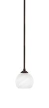 Toltec Company 560-DG-4101 - Zilo Stem Hung Mini Pendant, Dark Granite Finish, 5.75" White Marble Glass