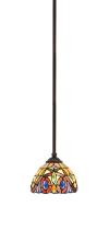 Toltec Company 560-DG-9445 - Zilo Stem Hung Mini Pendant, Dark Granite Finish, 7" Lynx Art Glass