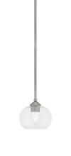 Toltec Company 560-GP-202 - Zilo Stem Mini Pendant, Graphite Finish, 7" Clear Bubble Glass