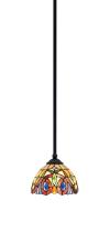 Toltec Company 560-MB-9445 - Zilo Stem Mini Pendant, Matte Black Finish, 7" Lynx Art Glass