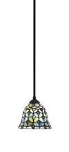 Toltec Company 560-MB-9965 - Zilo Stem Mini Pendant, Matte Black Finish, 7" Crescent Art Glass