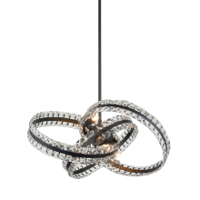 ZEEV Lighting P30014-6-MBK - 6-Light 19" 3 Band Orbital Matte Black Crystal Pendant Light