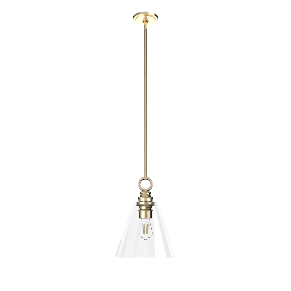 Hunter Klein Alturas Gold with Clear Glass 1 Light Pendant Ceiling Light Fixture