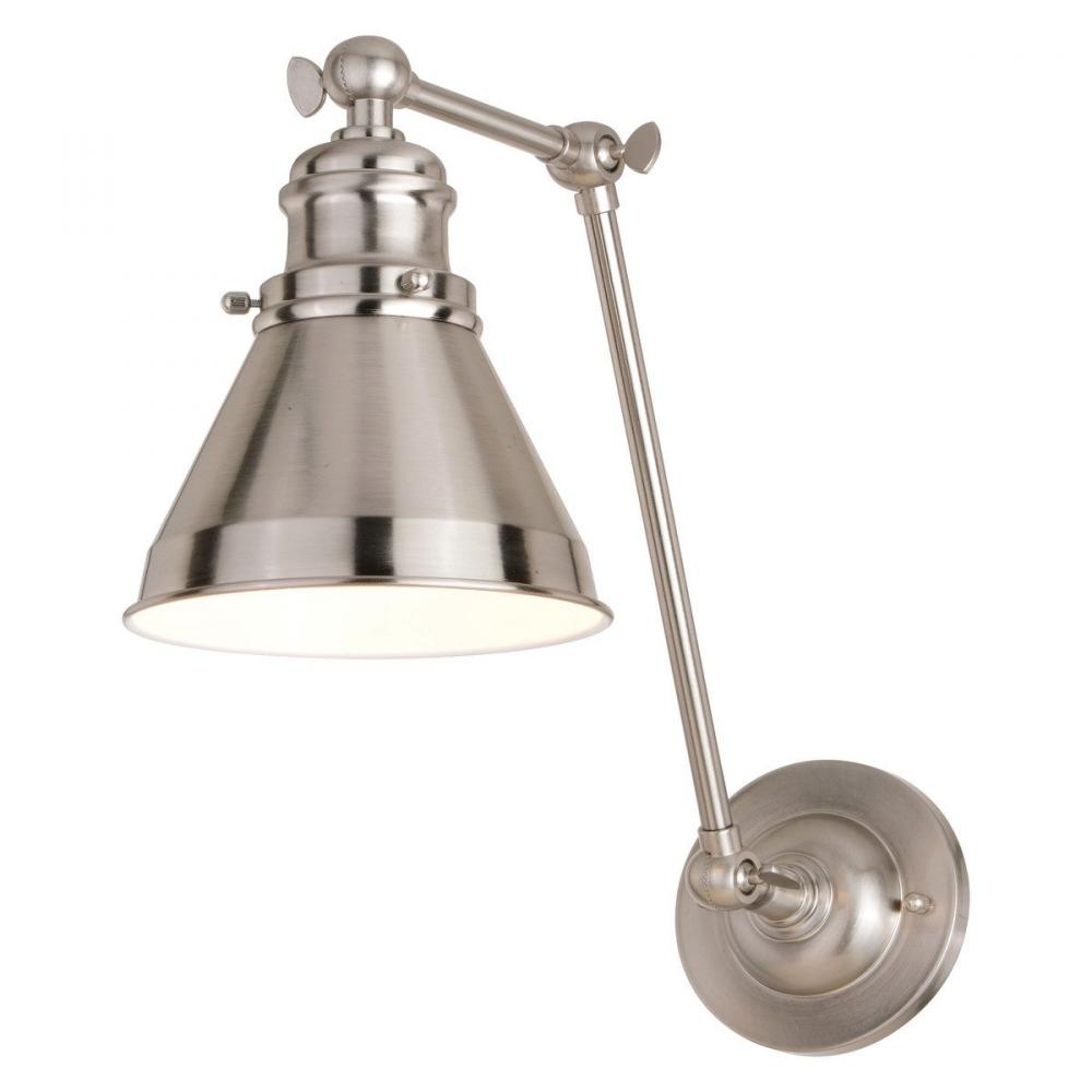 Alexis 6-in. Adjustable Wall Light Satin Nickel and Matte White