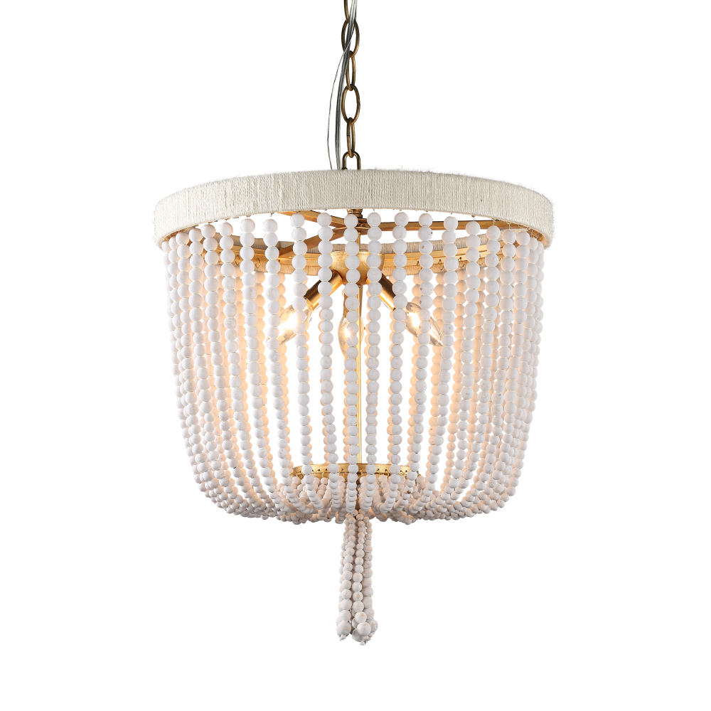 Sea Breeze White Beads Basket Chandelier