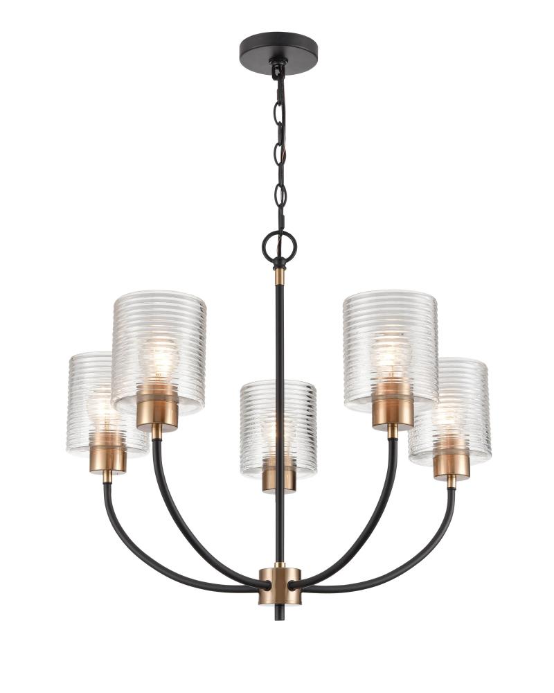 Renitta 5-Light Chandelier Ceiling Light Matte Black Modern Gold