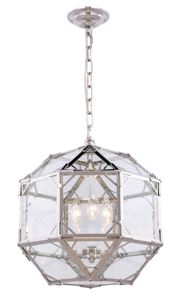 Gordon 3 light polished Nickel Pendant