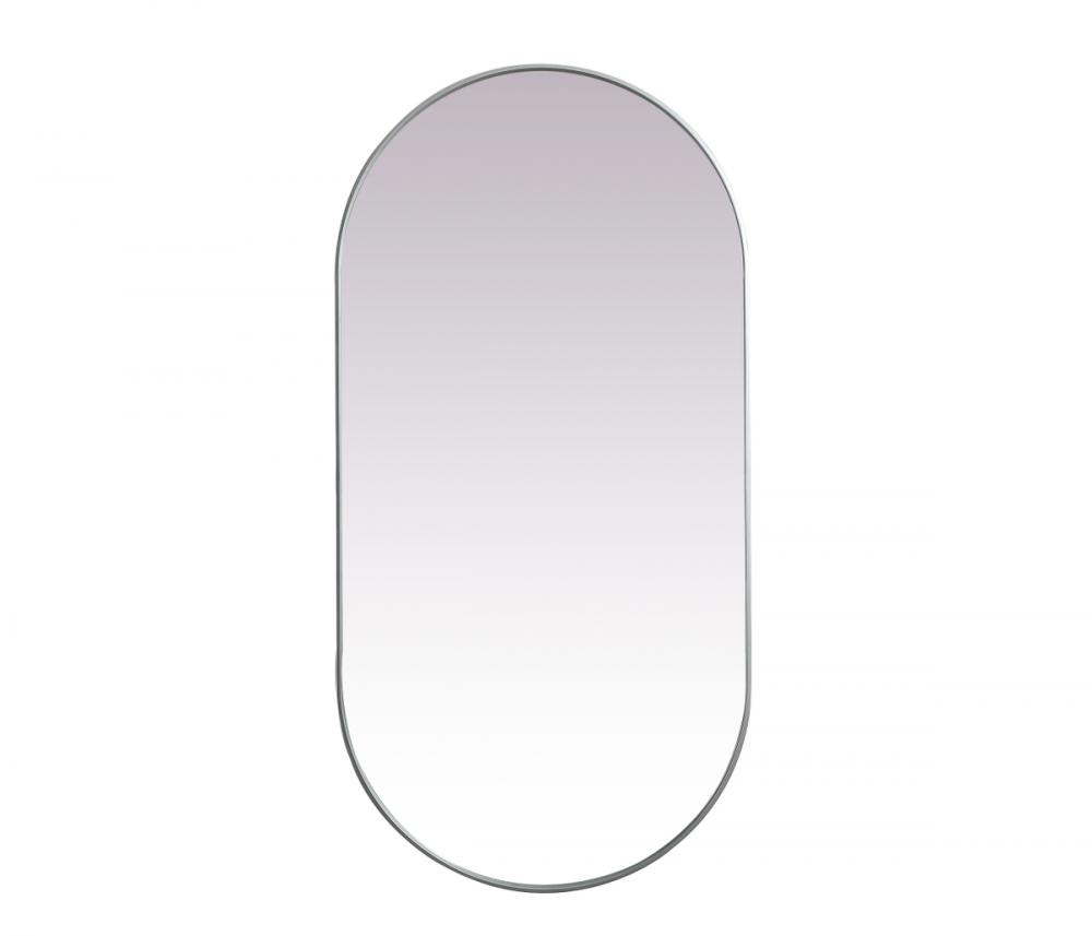 Metal Frame Oval Mirror 36x72 Inch in Silver