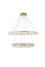  3503D42G - Monroe Integrated LED Light Gold Chandelier Clear Royal Cut Crystal