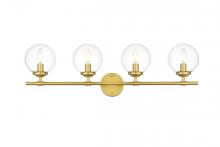  LD7302W33BRA - Ingrid 4 Light Brass and Clear Bath Sconce