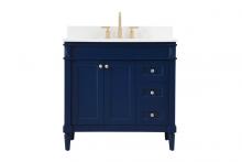  VF31836BL-BS - 36 Inch Single Bathroom Vanity in Blue with Backsplash